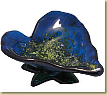 Blue heart-shaped dish.